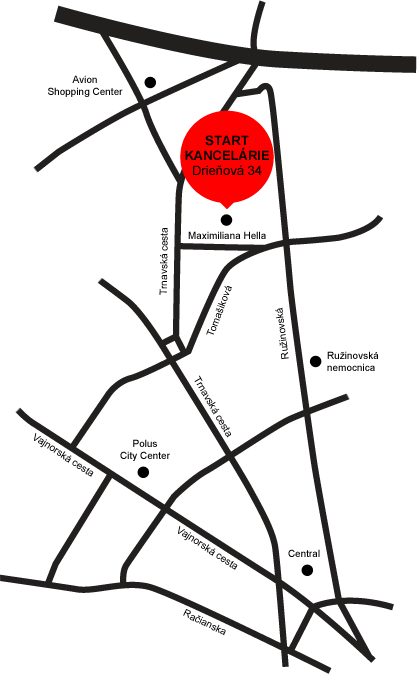 Mapa - Drieňová 34, Bratislava - Ružinov